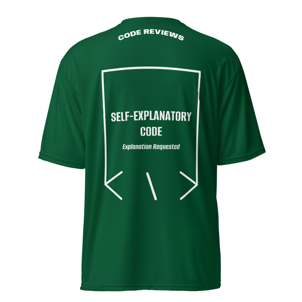 Self-Explanatory Code — Forest Green White back mockup