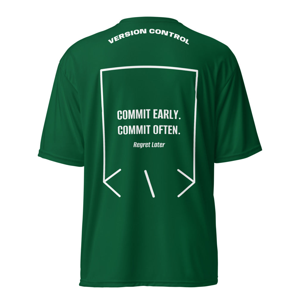 Commit Early. Commit Often. — Forest Green White back mockup