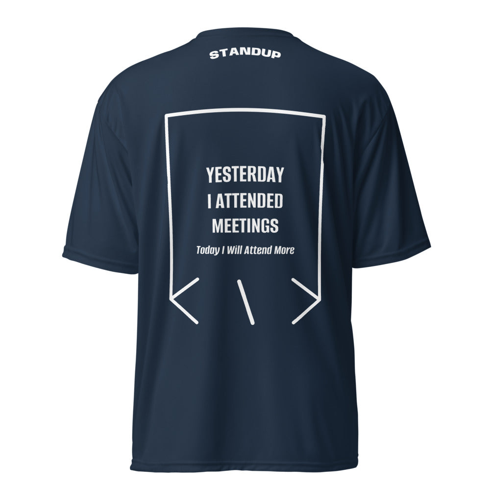 Yesterday I Attended Meetings — Navy White back mockup