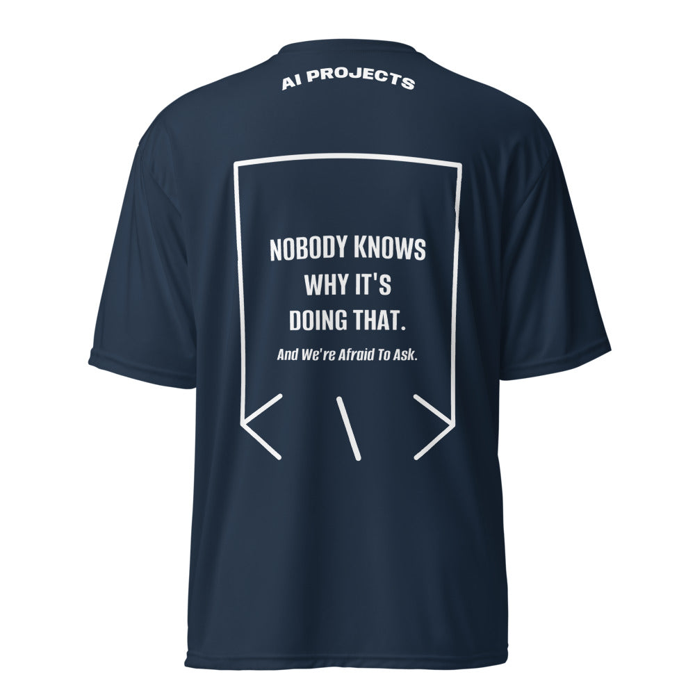 Nobody Knows Why It's Doing That. — Navy White back mockup