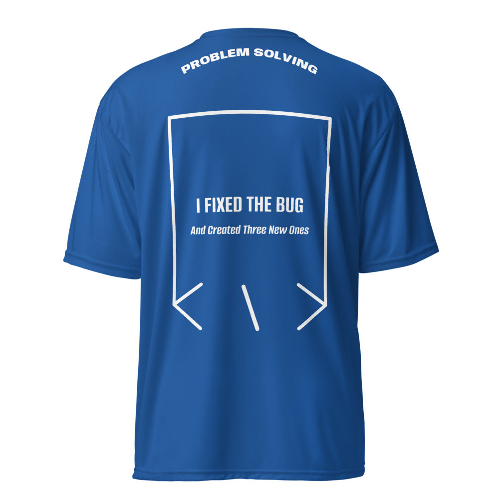 I Fixed The Bug — Royal White back mockup