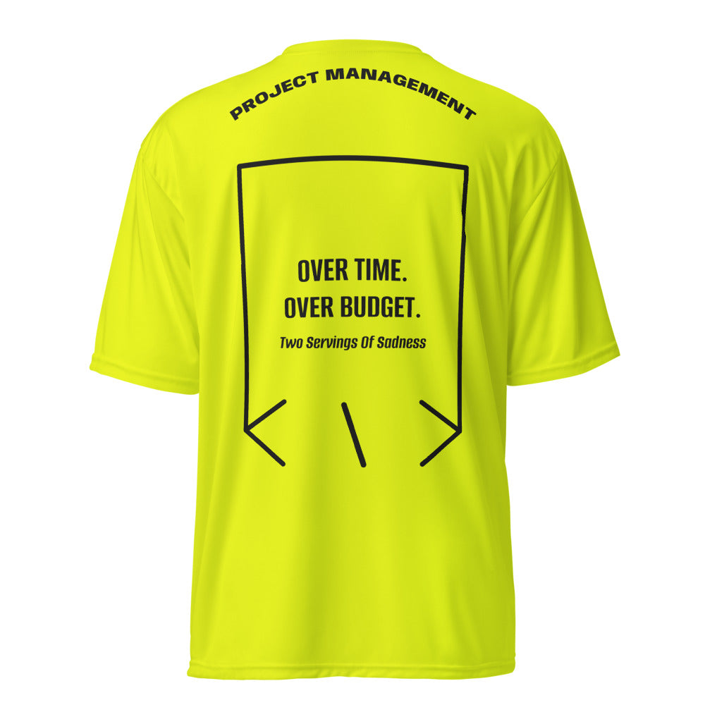 Over Time. Over Budget. — Safety Yellow Black back mockup