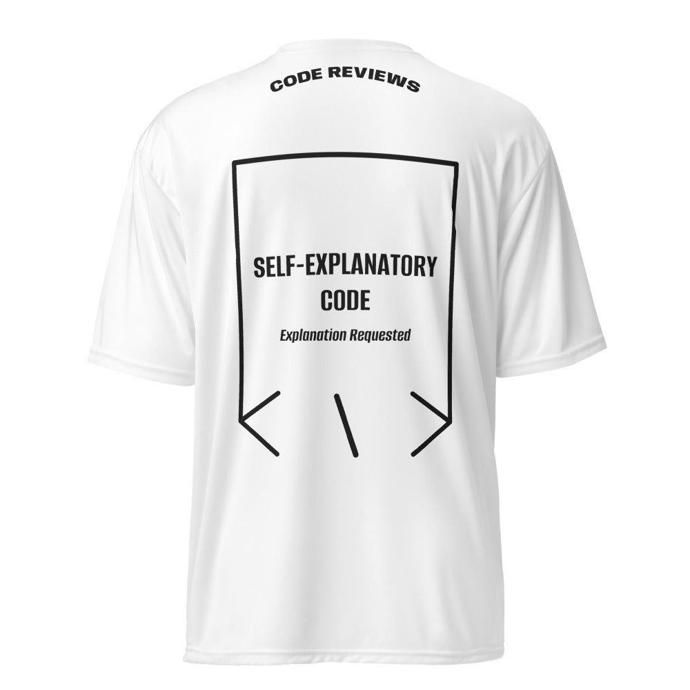 Self-Explanatory Code — White Black back mockup