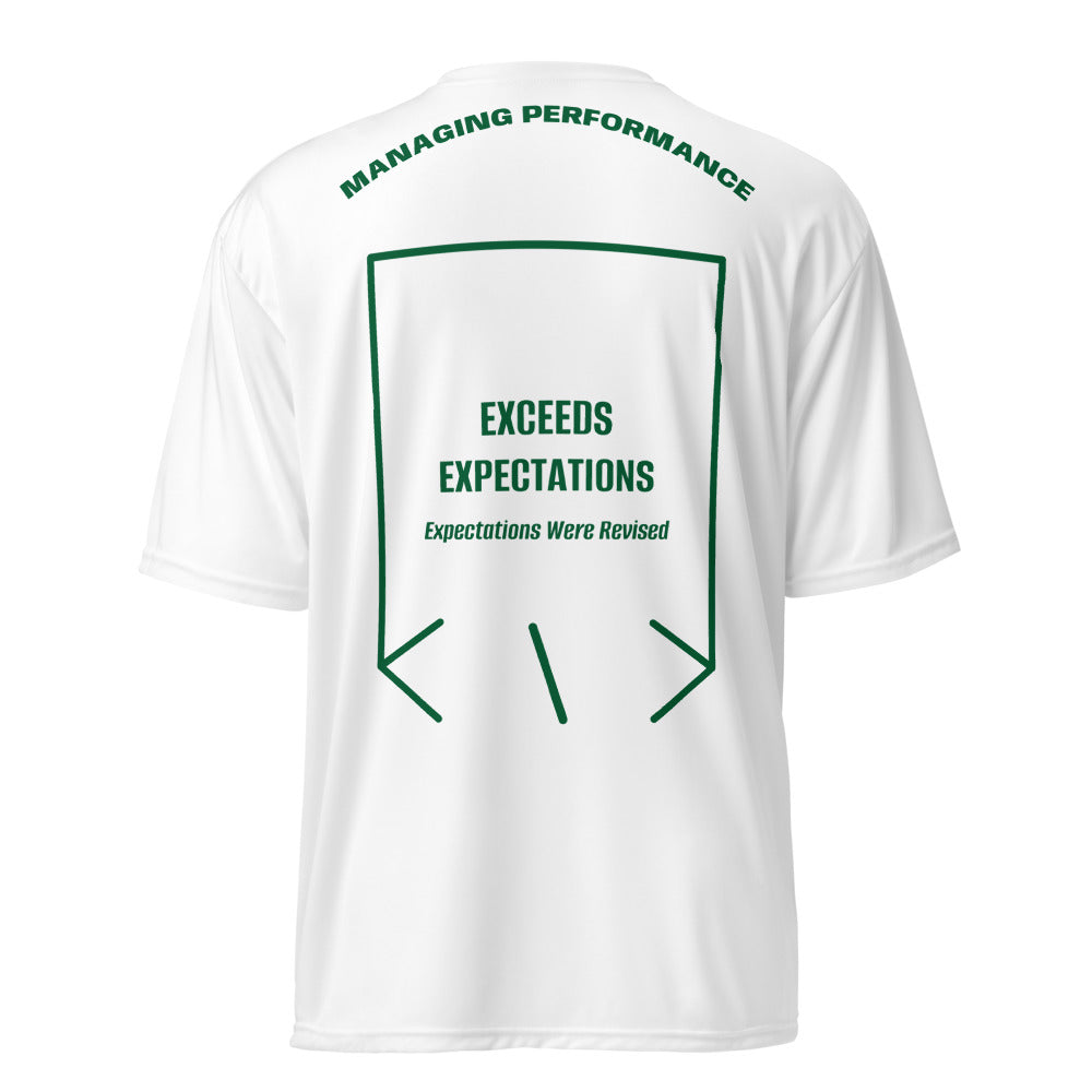 Exceeds Expectations — White Forest Green back mockup