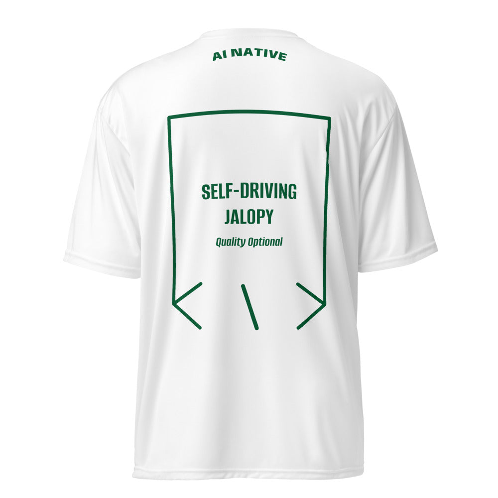Self-Driving Jalopy — White Forest Green back mockup