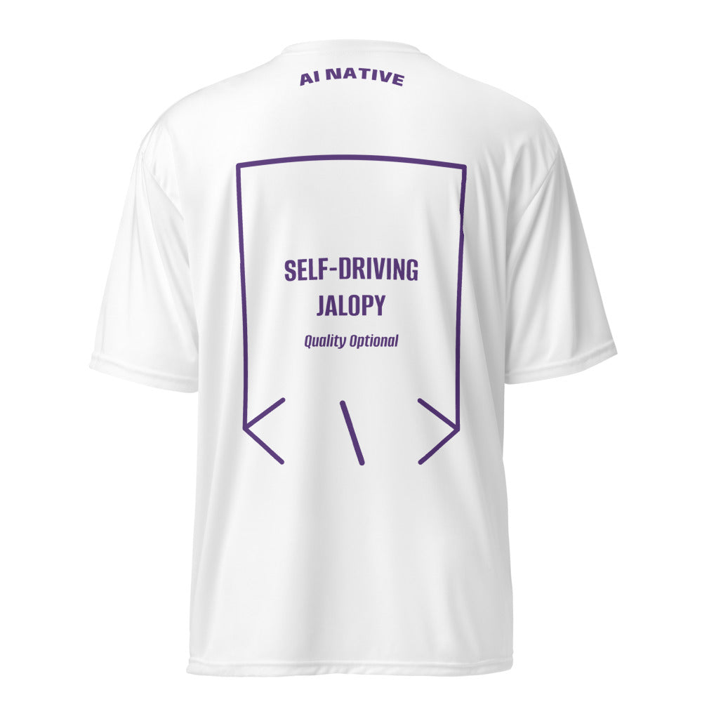 Self-Driving Jalopy — White Purple back mockup