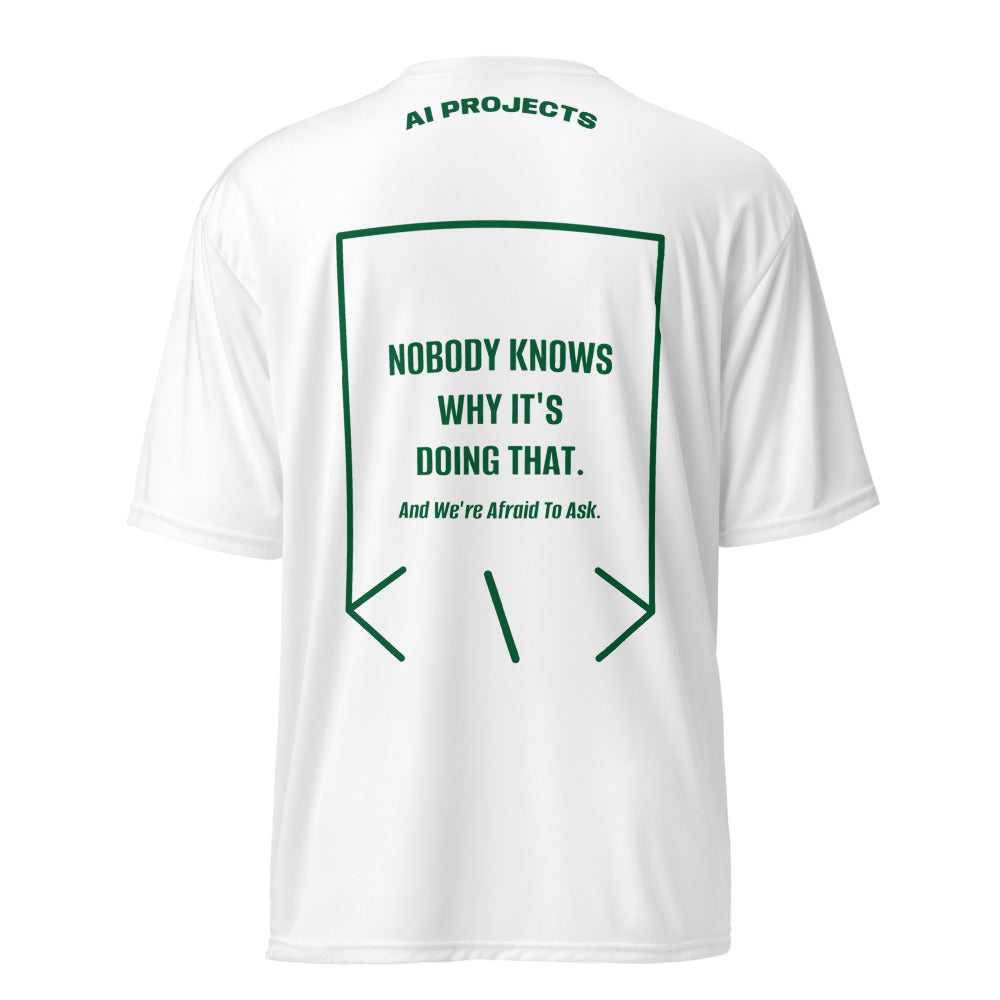 Nobody Knows Why It's Doing That. — White Forest Green back mockup