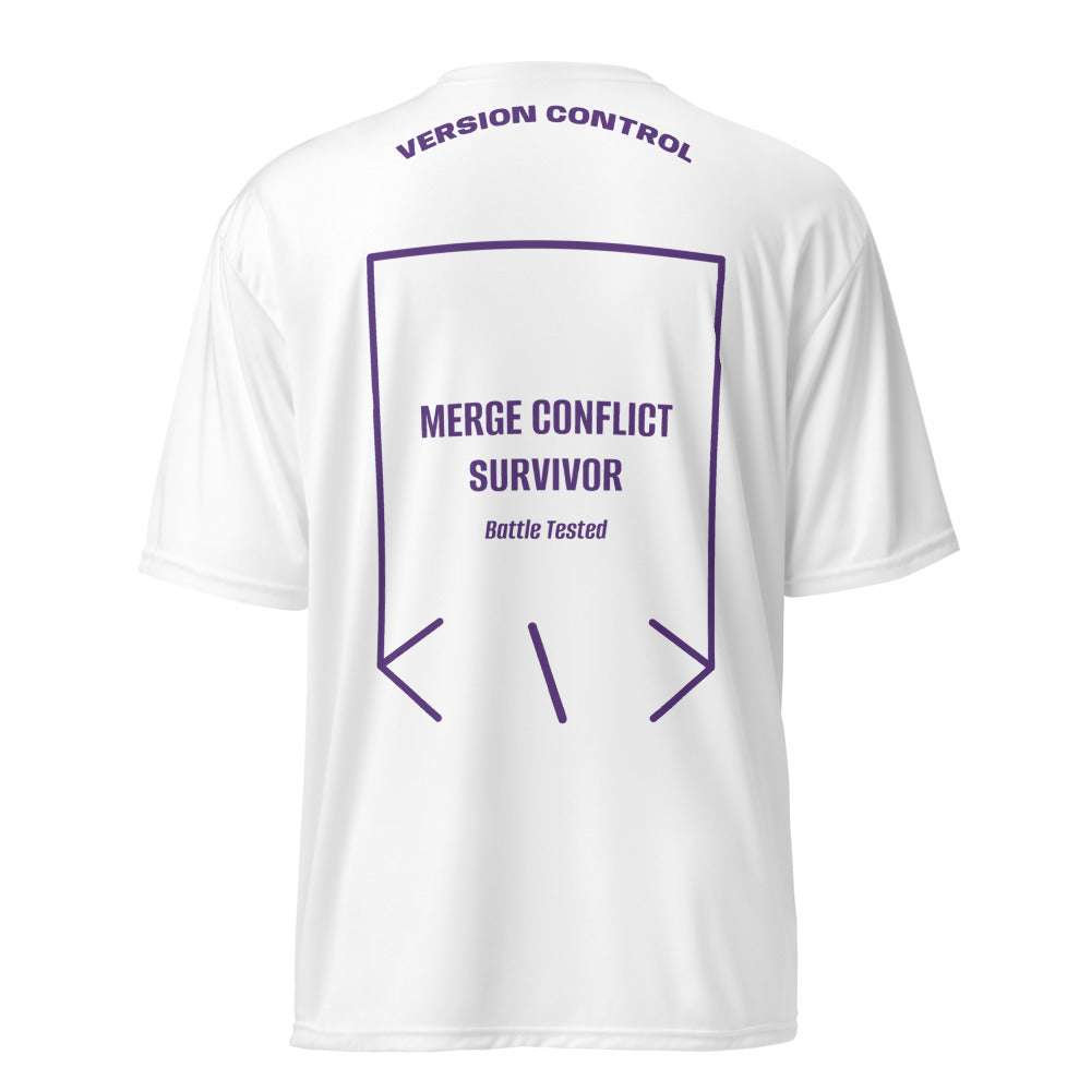 Merge Conflict Survivor — White Purple back mockup