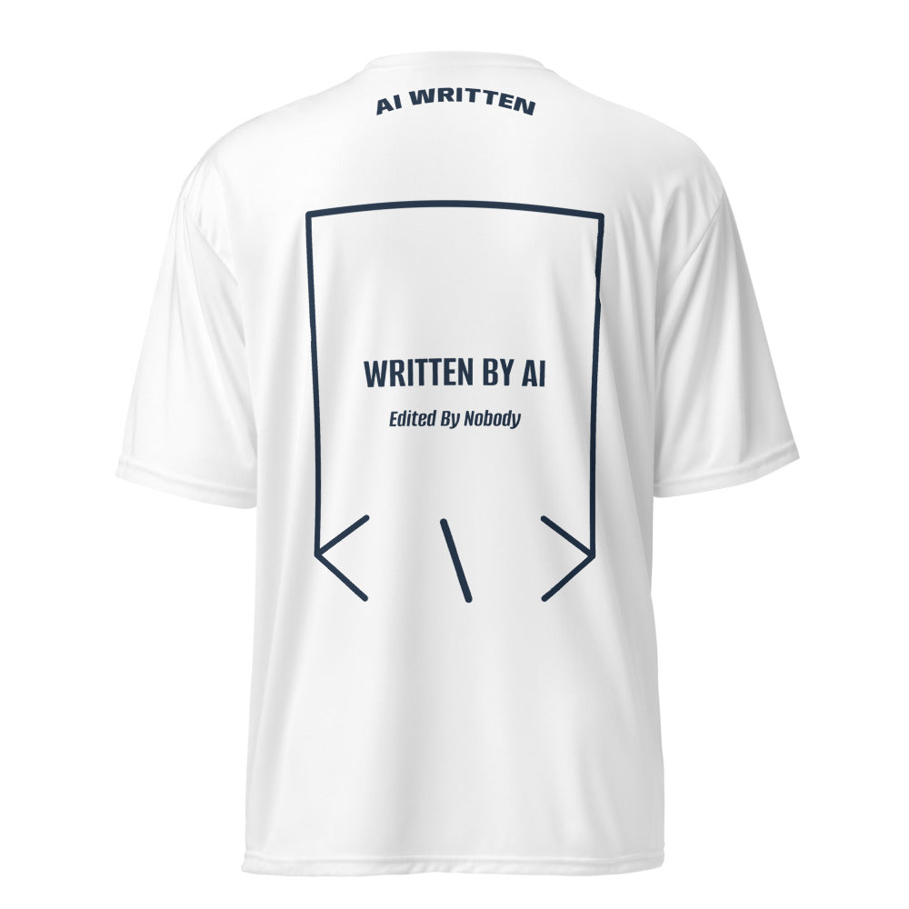 Written By AI — White Navy back mockup
