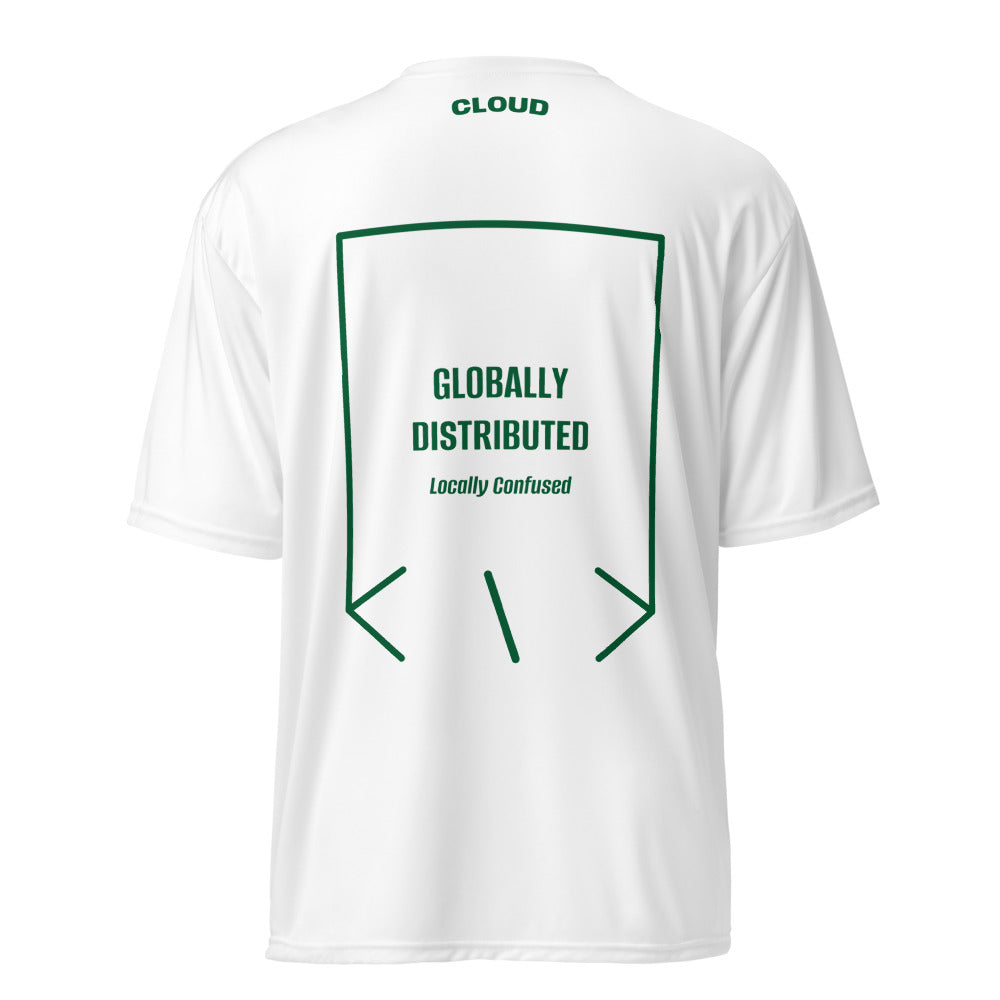 Globally Distributed — White Forest Green back mockup
