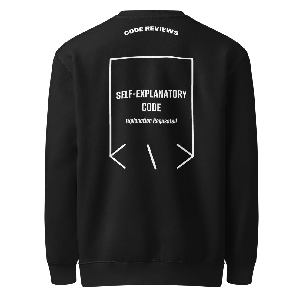 Self-Explanatory Code — Black White back mockup