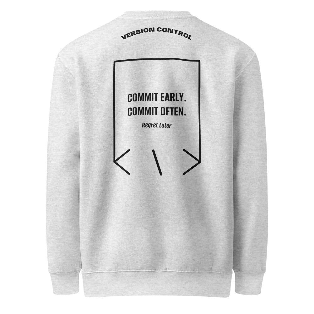 Commit Early. Commit Often. — Heather Grey Black back mockup