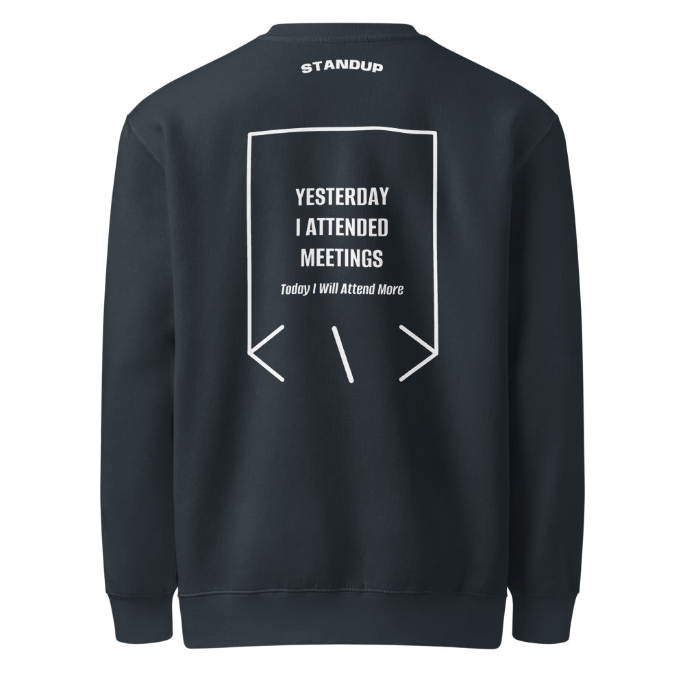 Yesterday I Attended Meetings — Navy White back mockup