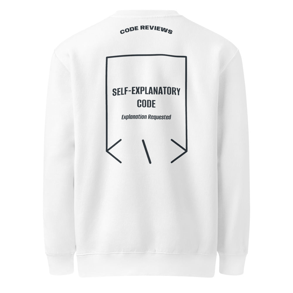 Self-Explanatory Code — White Navy back mockup
