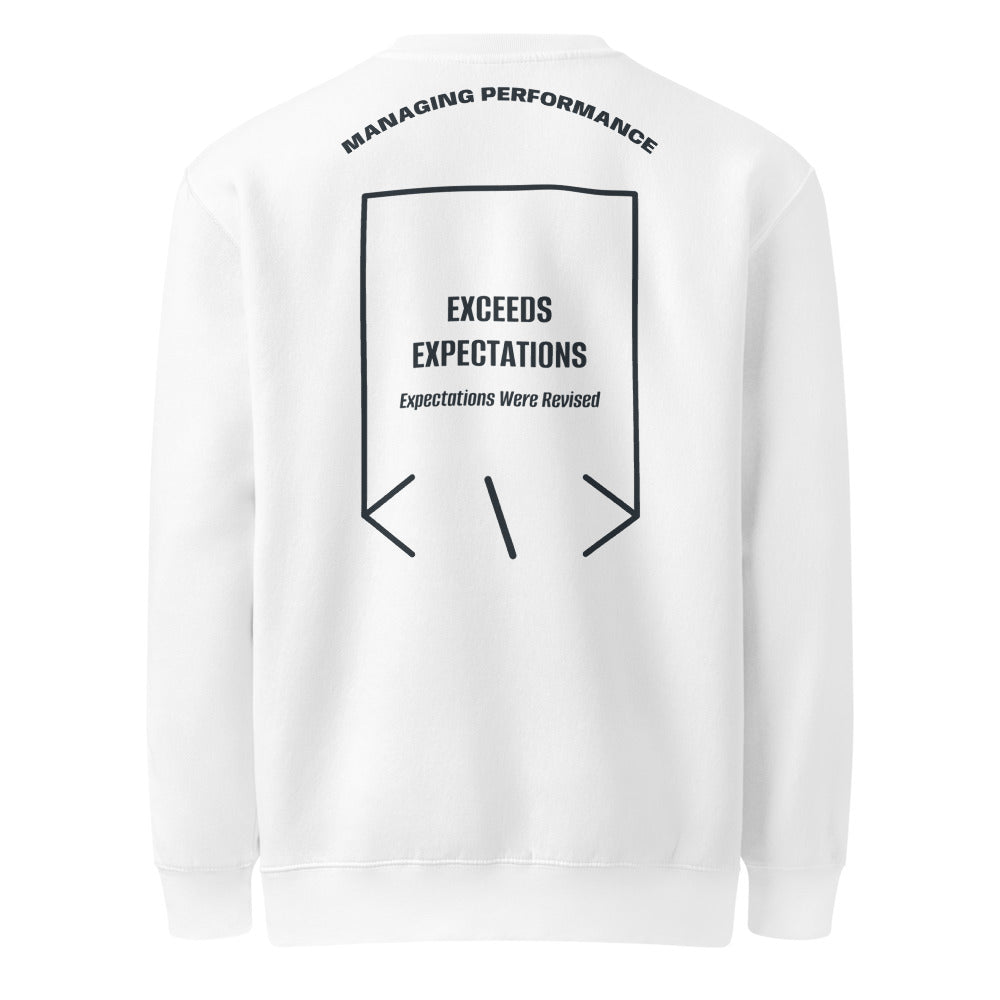 Exceeds Expectations — White Navy back mockup