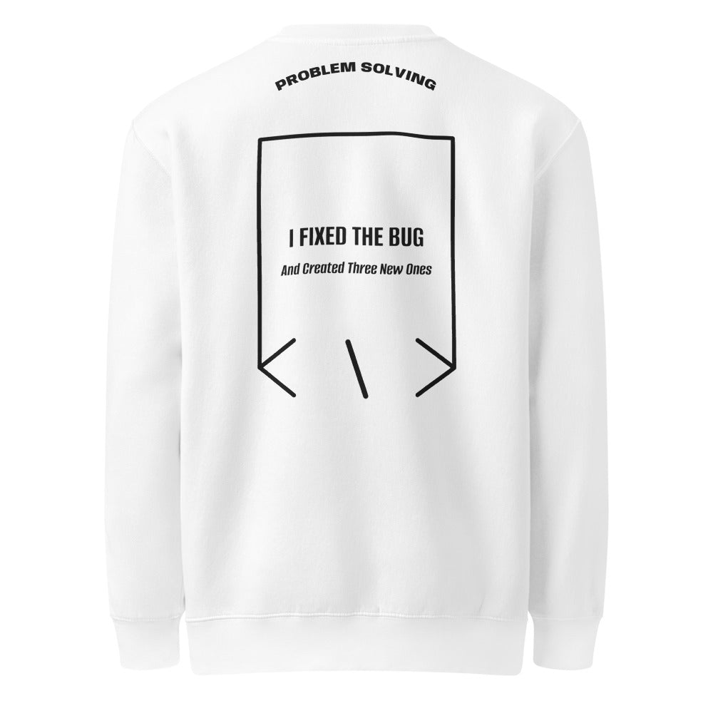 I Fixed The Bug — White Black back mockup