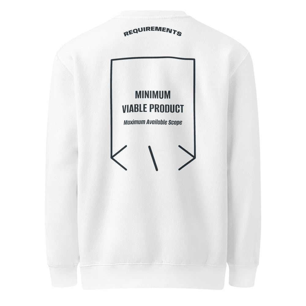 Minimum Viable Product — White Navy back mockup