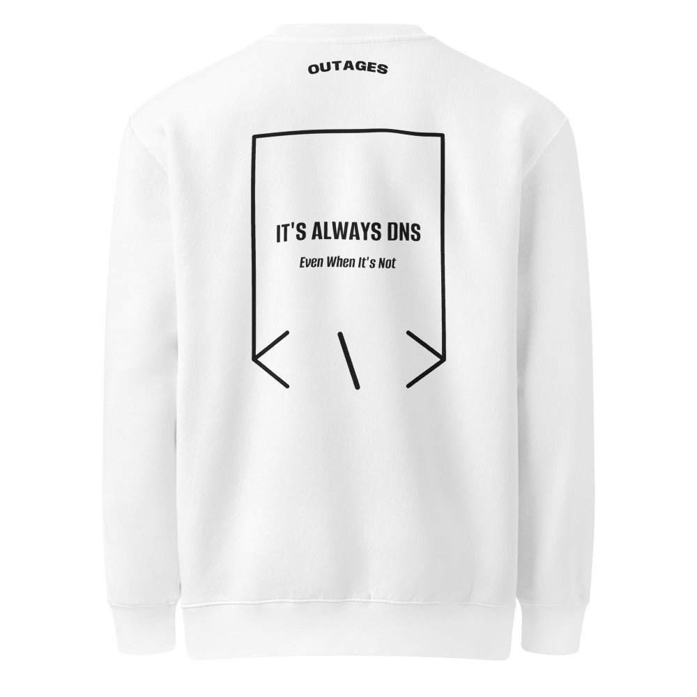 It's Always DNS — White Black back mockup