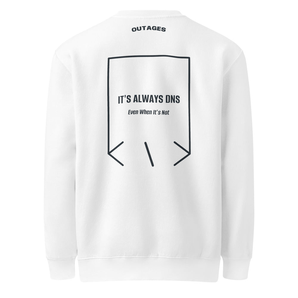 It's Always DNS — White Navy back mockup