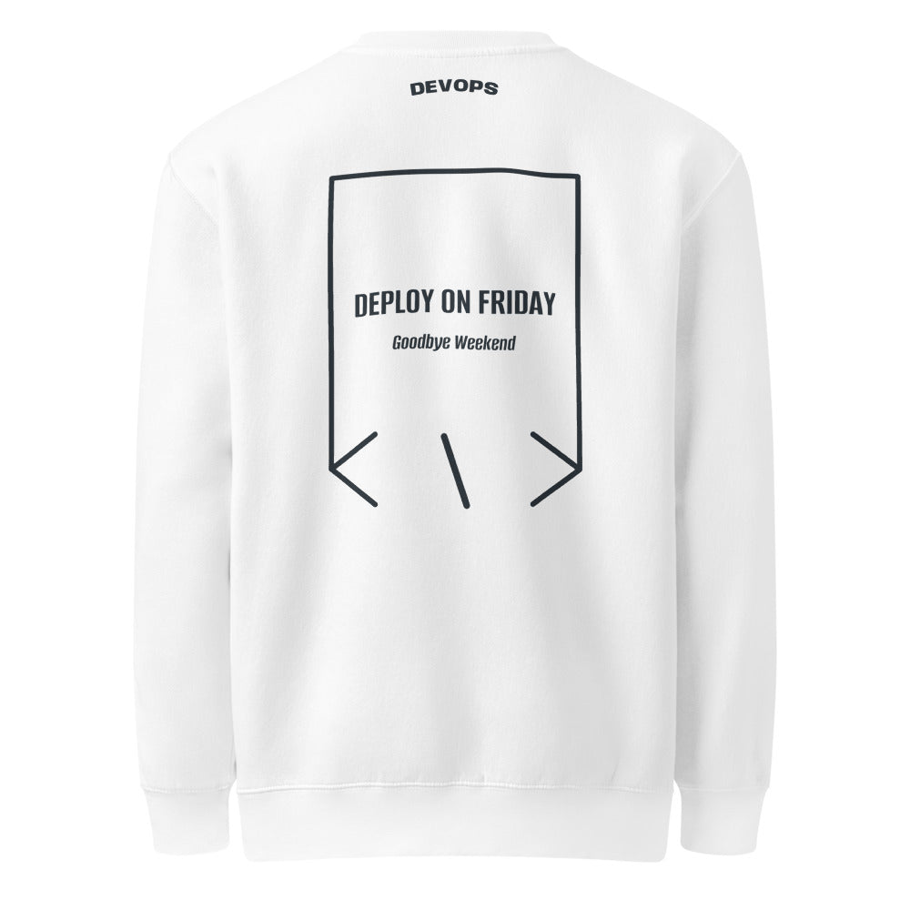 Deploy On Friday — White Navy back mockup