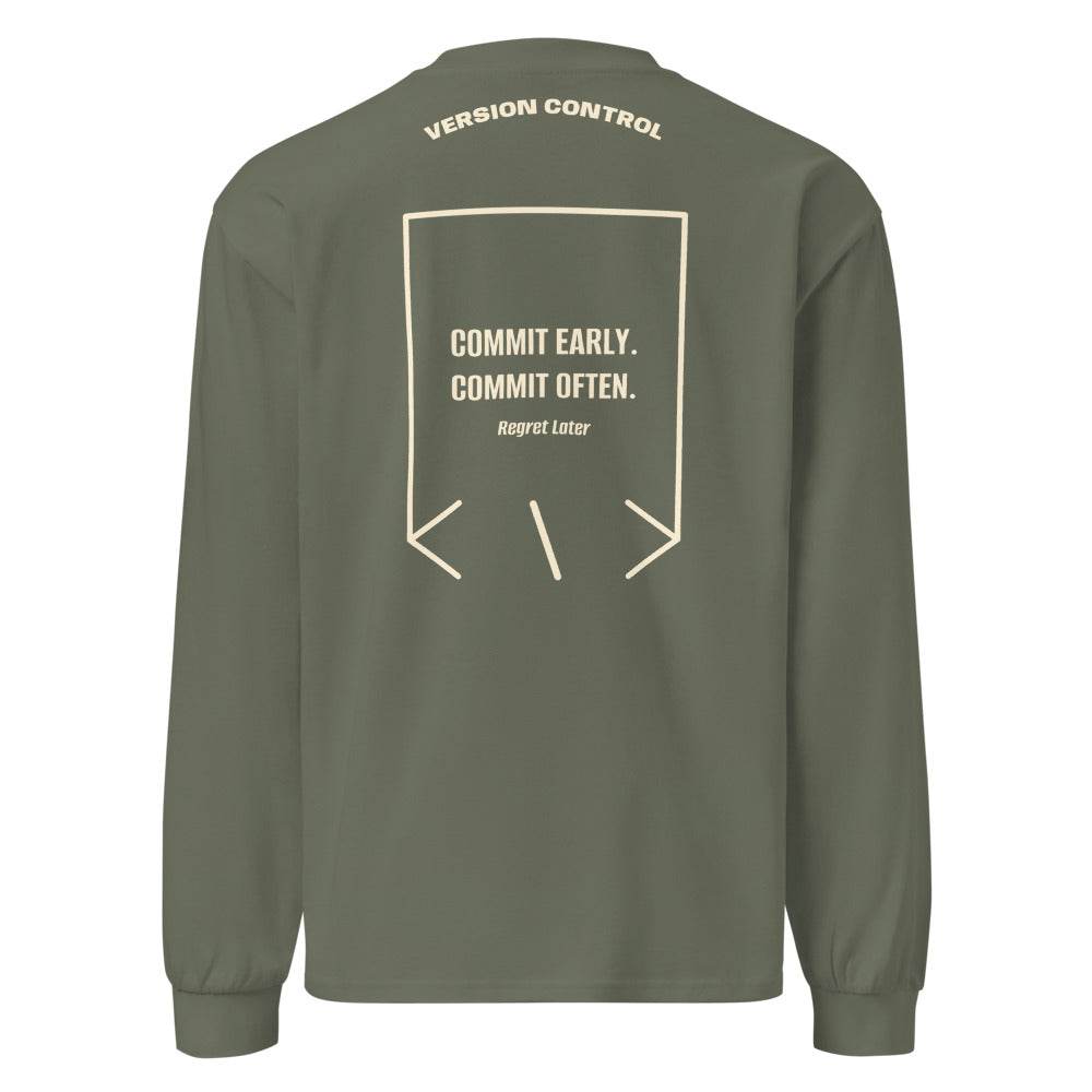 Commit Early. Commit Often. — secondary back mockup