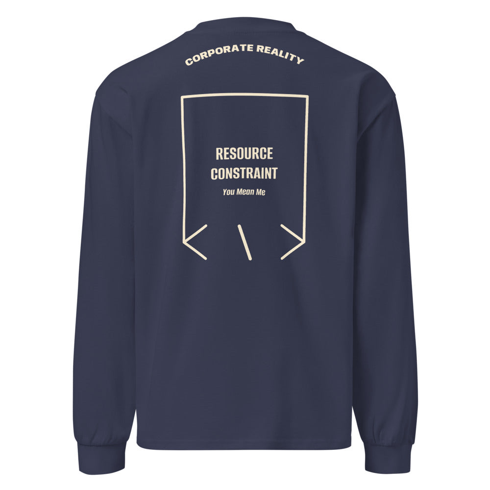 Resource Constraint — Midnight Blue Ecru back mockup