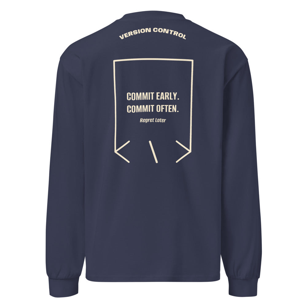 Commit Early. Commit Often. — Midnight Blue Ecru back mockup