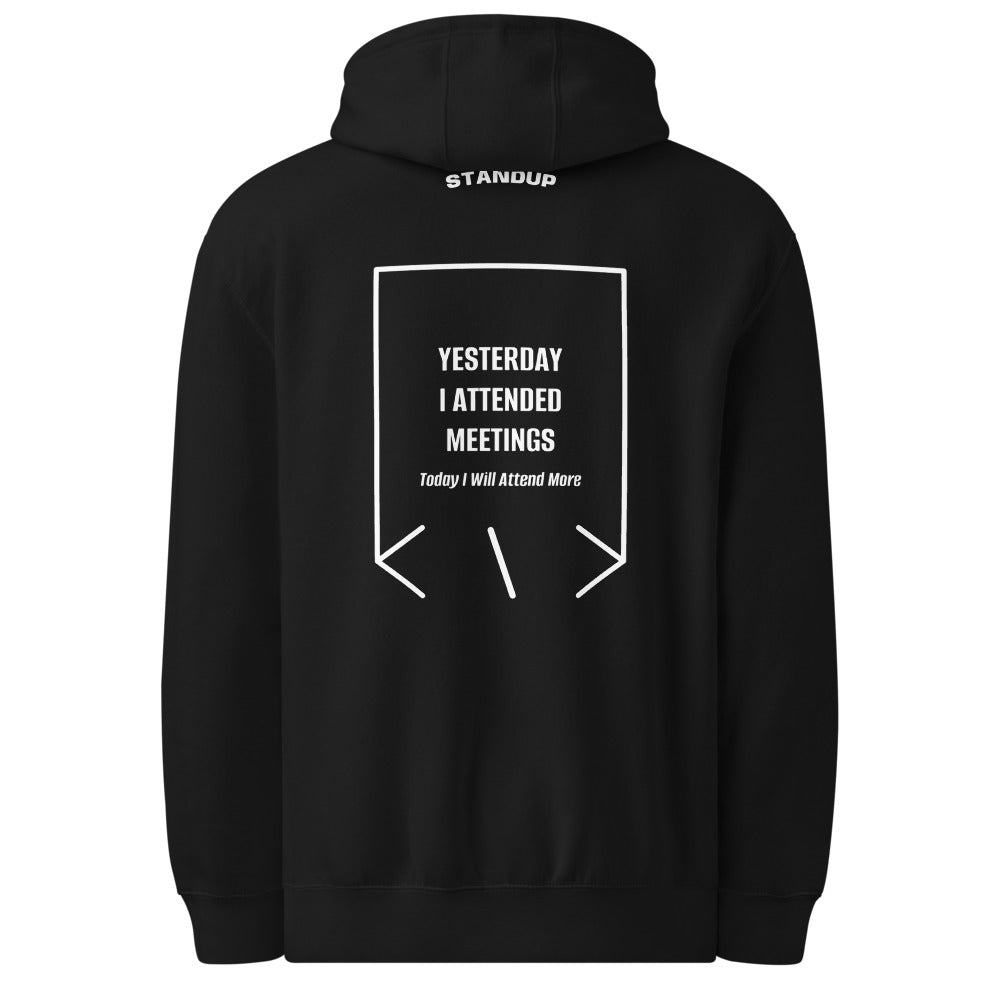 Yesterday I Attended Meetings — Black White back mockup