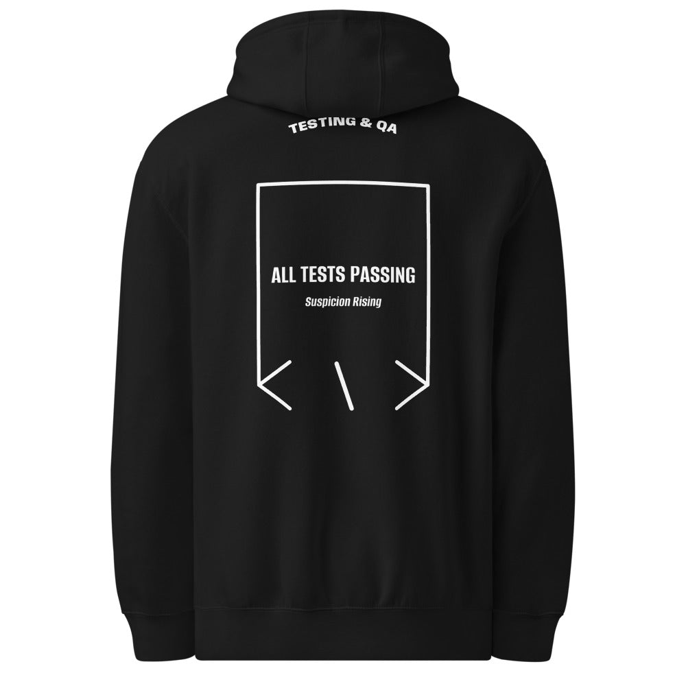 All Tests Passing — Black White back mockup