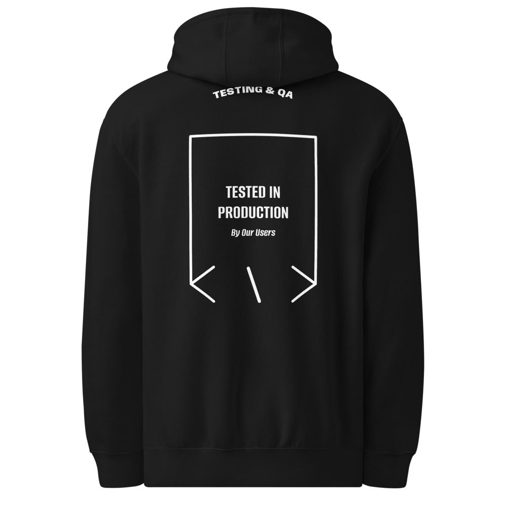 Tested In Production — Black White back mockup