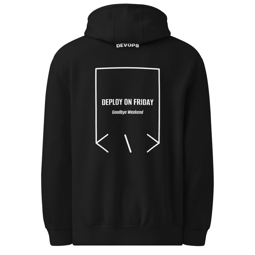 Deploy On Friday — Black White back mockup