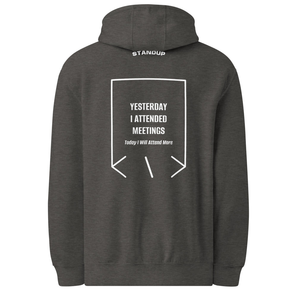 Yesterday I Attended Meetings — Charcoal Heather White back mockup