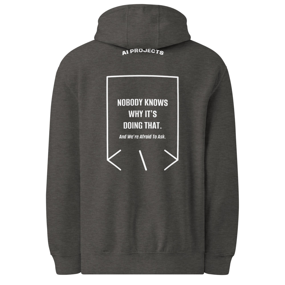 Nobody Knows Why It's Doing That. — Charcoal Heather White back mockup