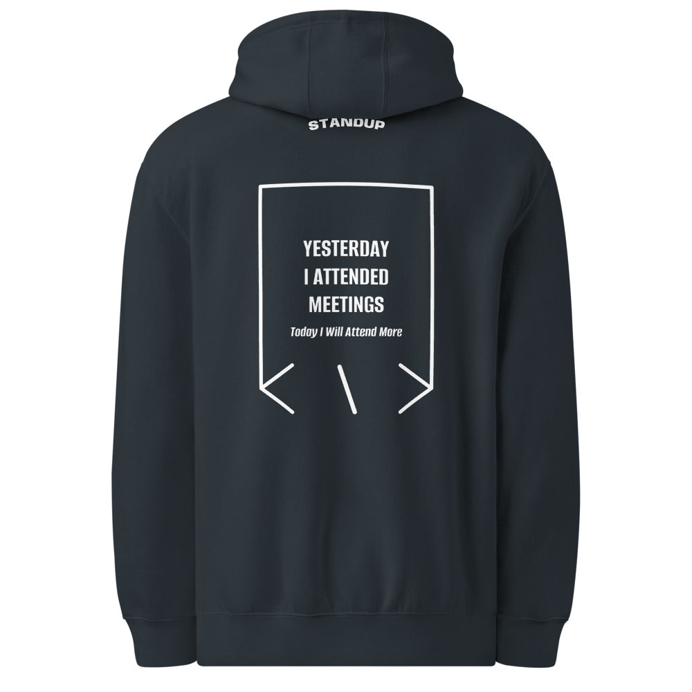 Yesterday I Attended Meetings — Navy White back mockup
