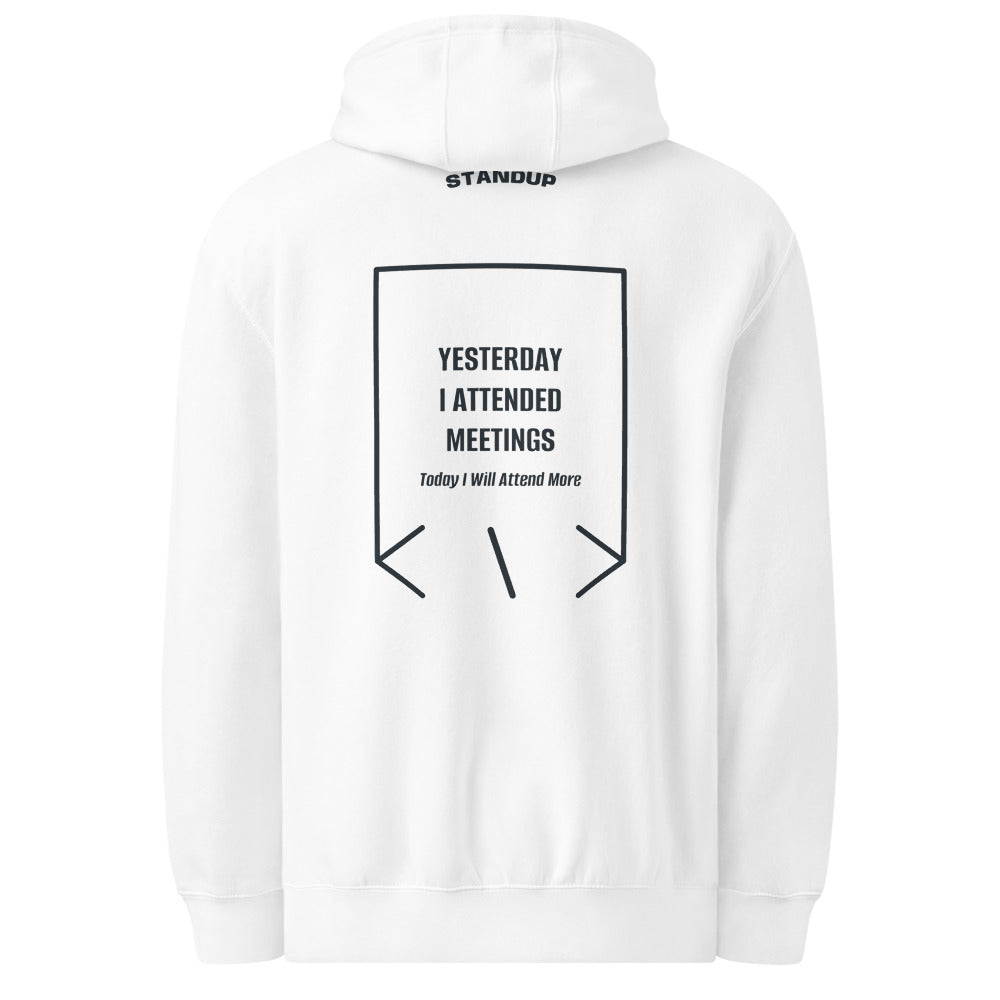 Yesterday I Attended Meetings — White Navy back mockup