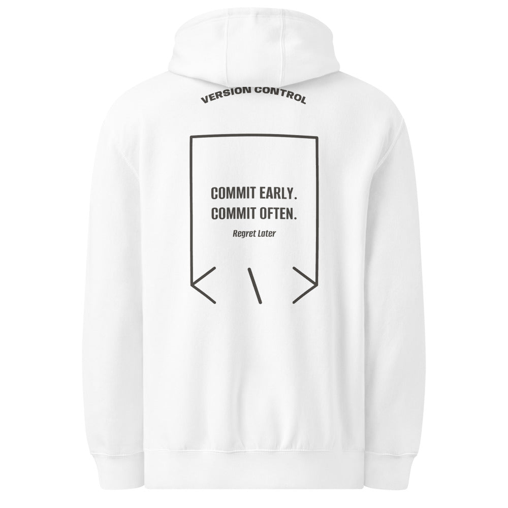 Commit Early. Commit Often. — White Charcoal Heather back mockup