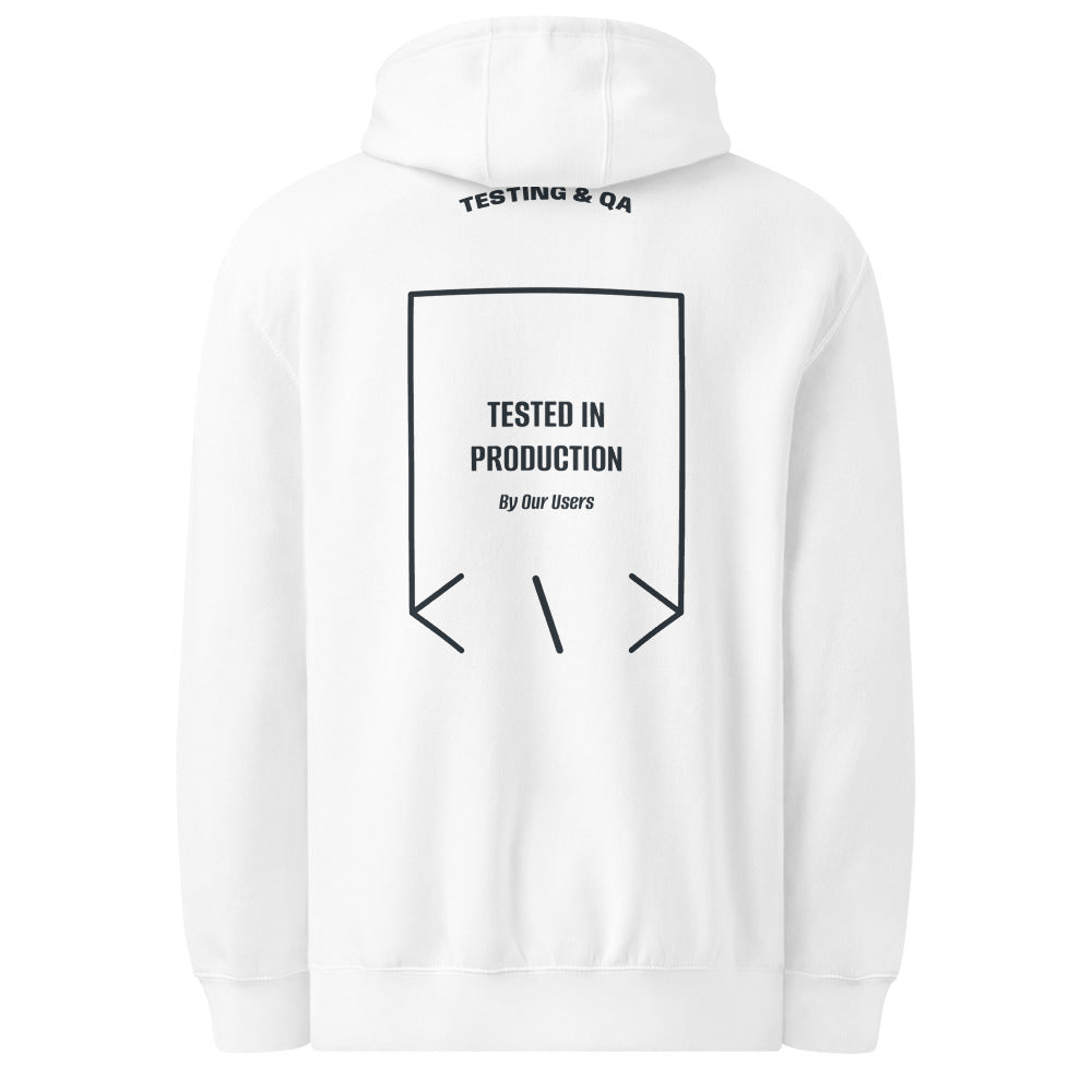 Tested In Production — White Navy back mockup