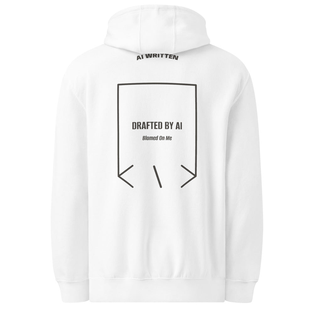 Drafted By AI — White Charcoal Heather back mockup