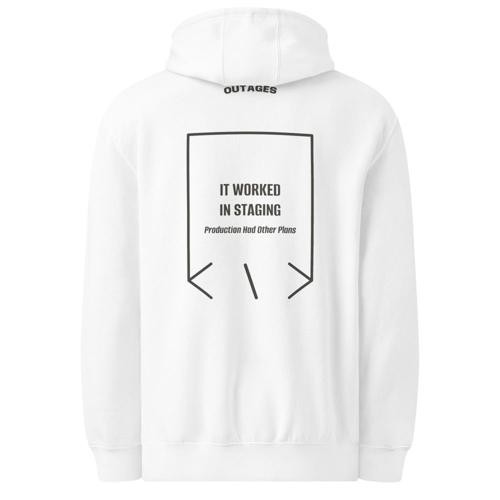 It Worked In Staging — White Charcoal Heather back mockup