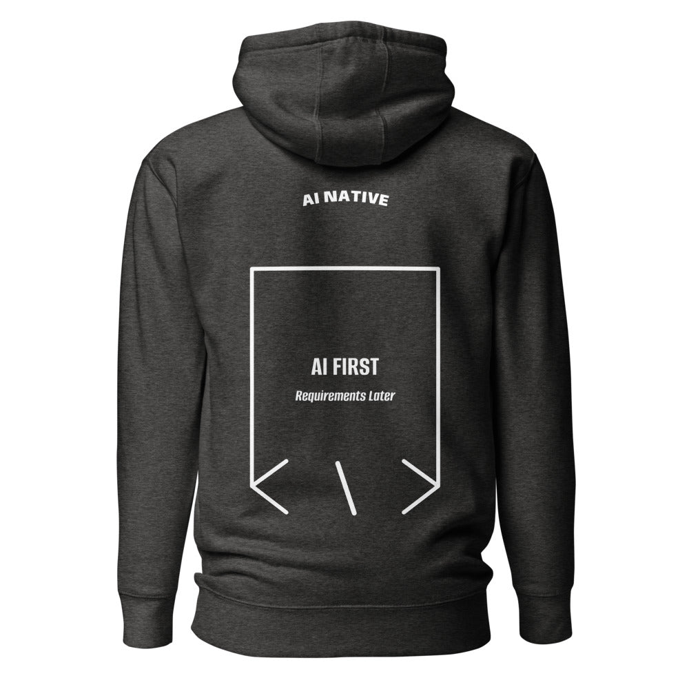 AI First — Charcoal Heather White back mockup