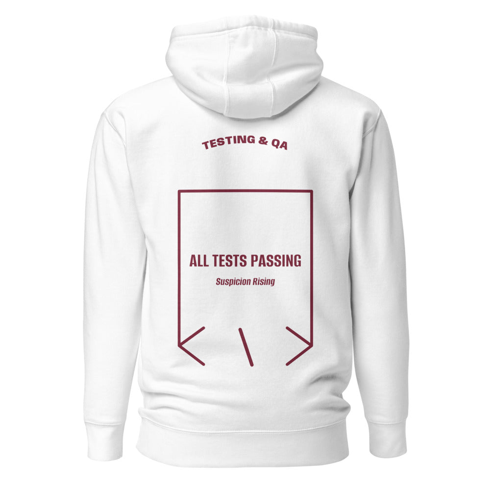 All Tests Passing — White Maroon back mockup
