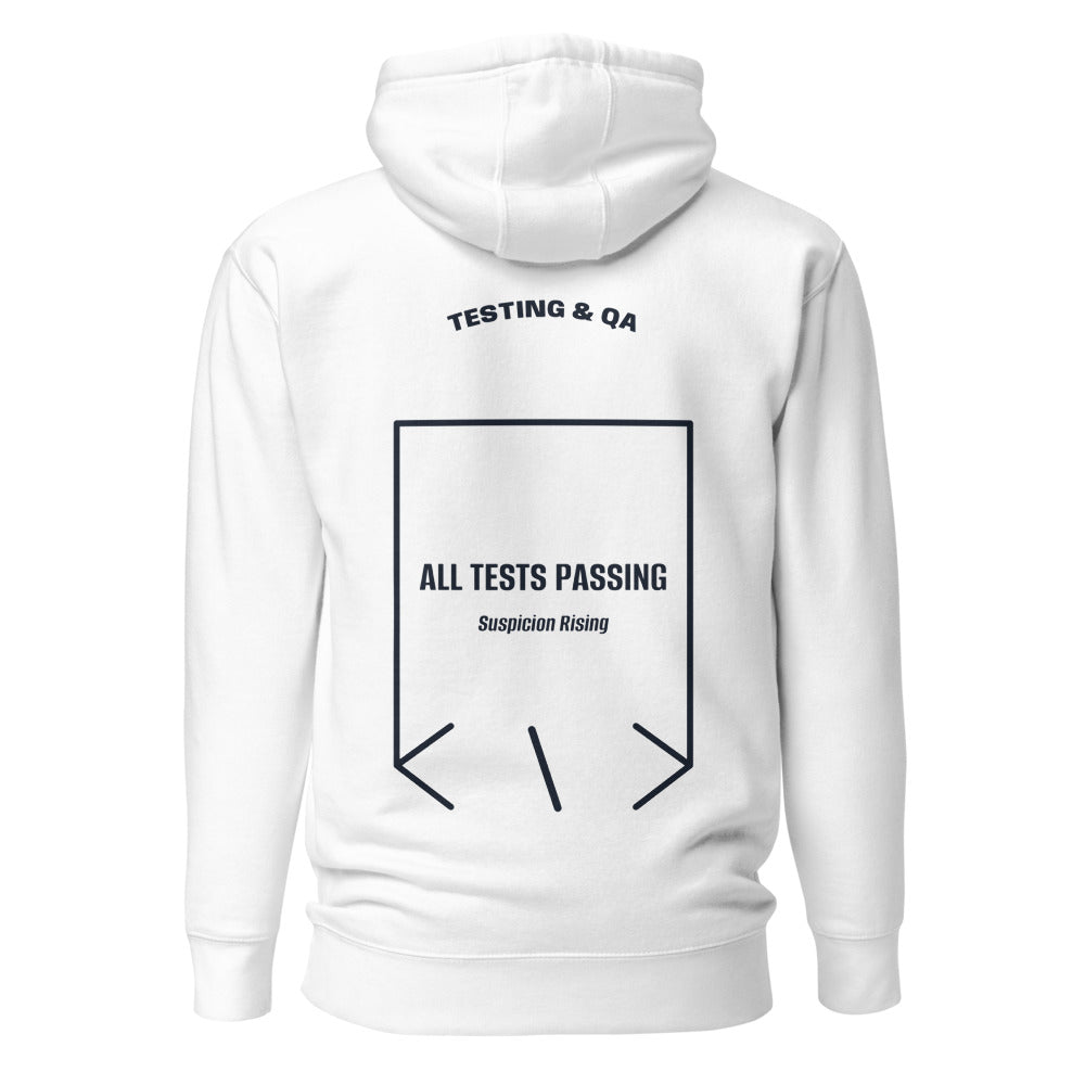 All Tests Passing — White Navy Blazer back mockup