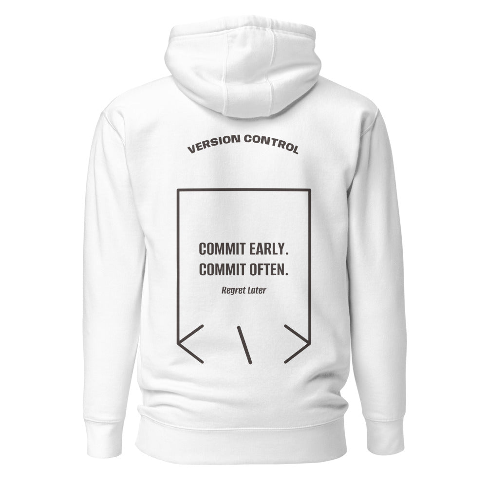 Commit Early. Commit Often. — White Charcoal Heather back mockup