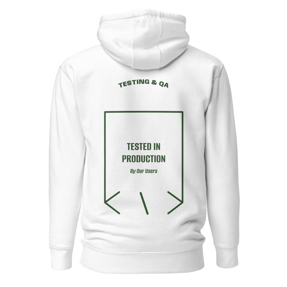 Tested In Production — White Forest Green back mockup