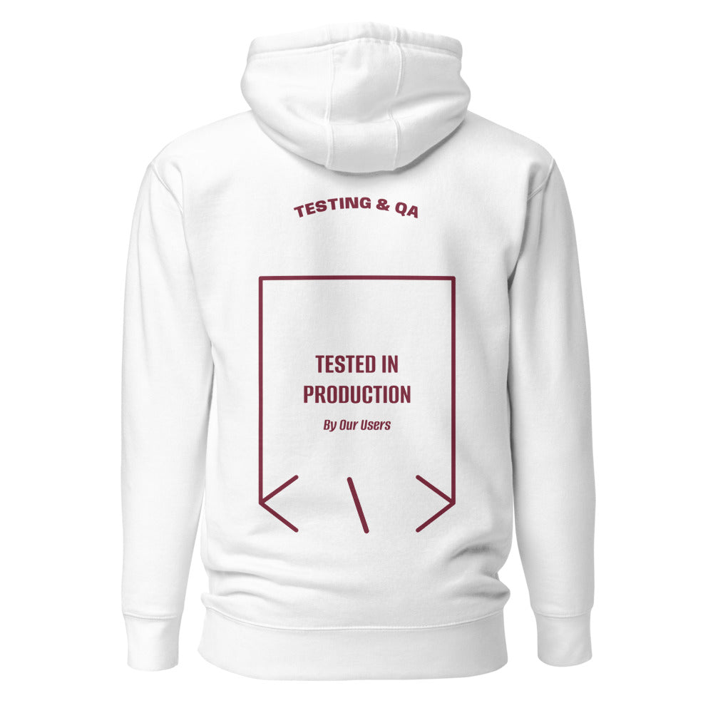 Tested In Production — White Maroon back mockup