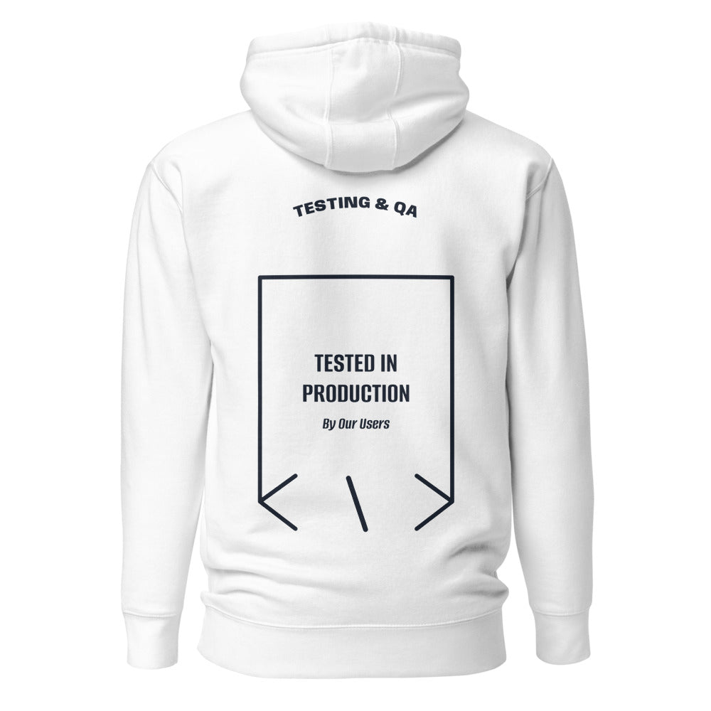 Tested In Production — White Navy Blazer back mockup