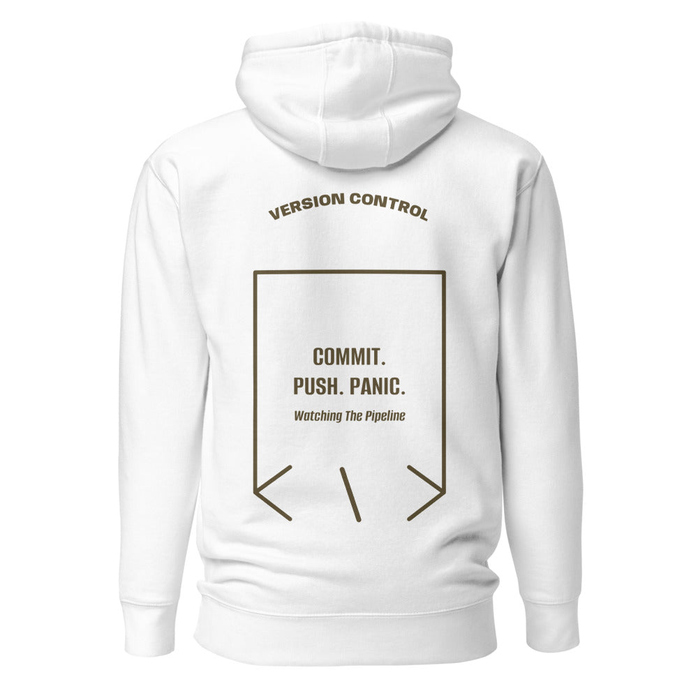 Commit. Push. Panic. — White Military Green back mockup