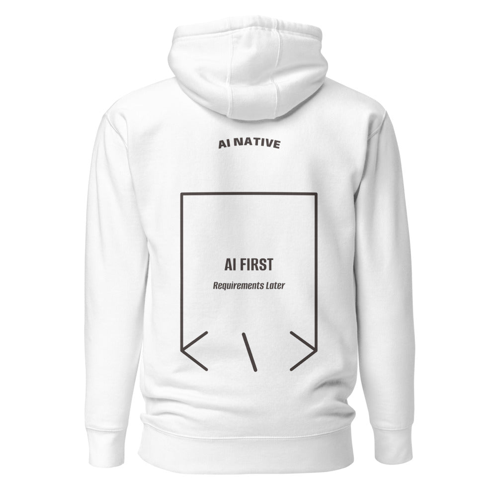 AI First — White Charcoal Heather back mockup