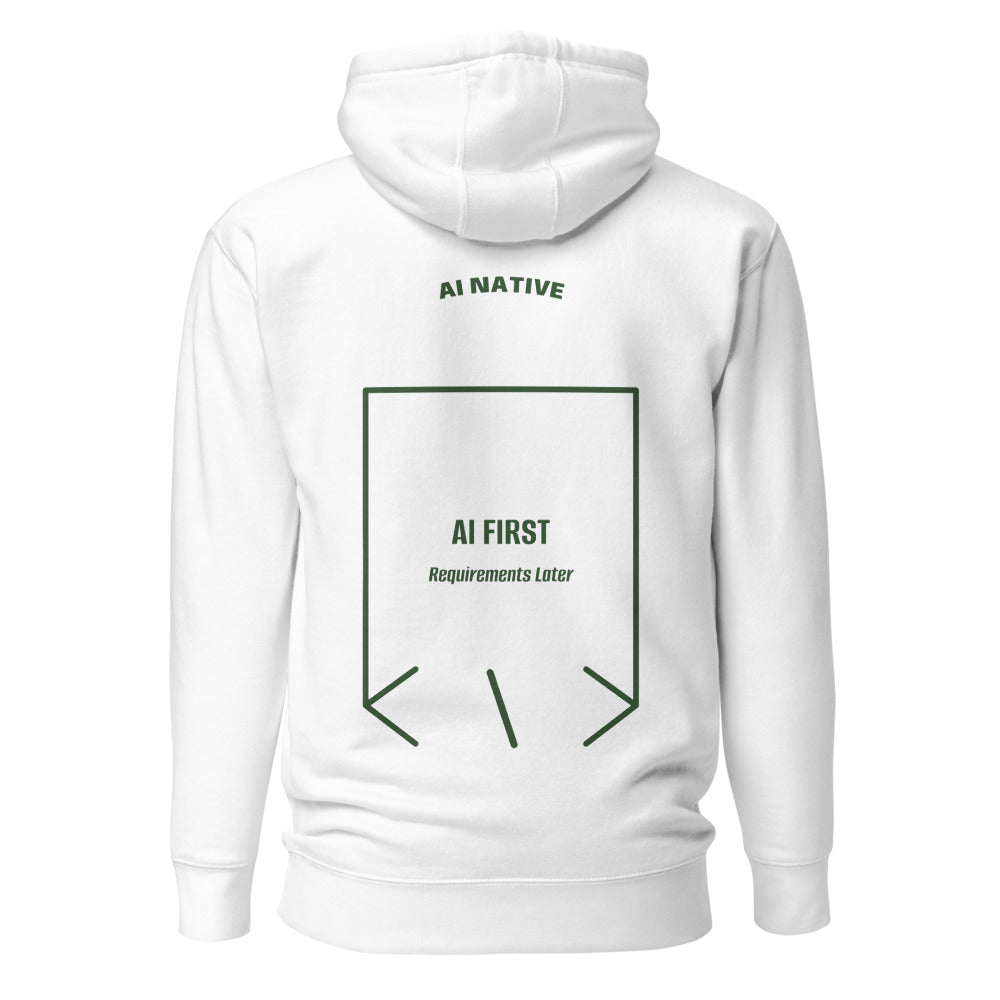 AI First — White Forest Green back mockup