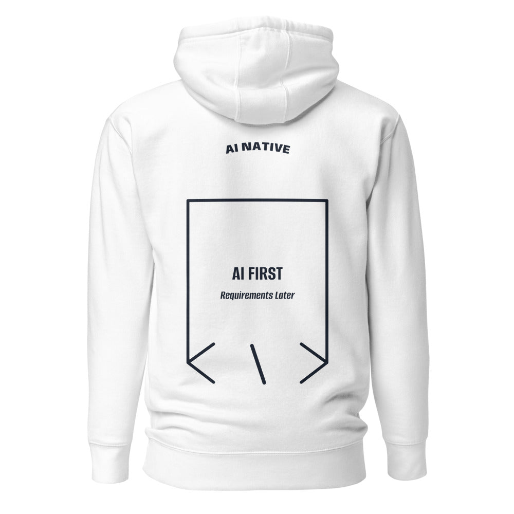 AI First — White Navy Blazer back mockup